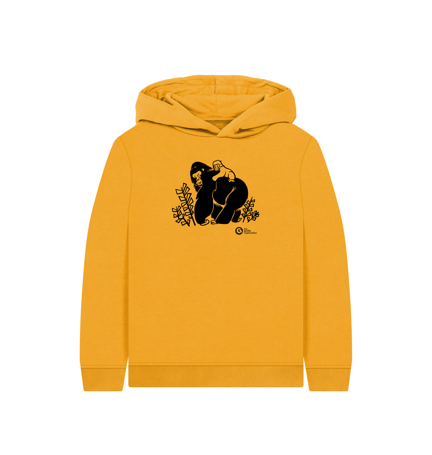 Mustard Printed Kids Hoodie Front