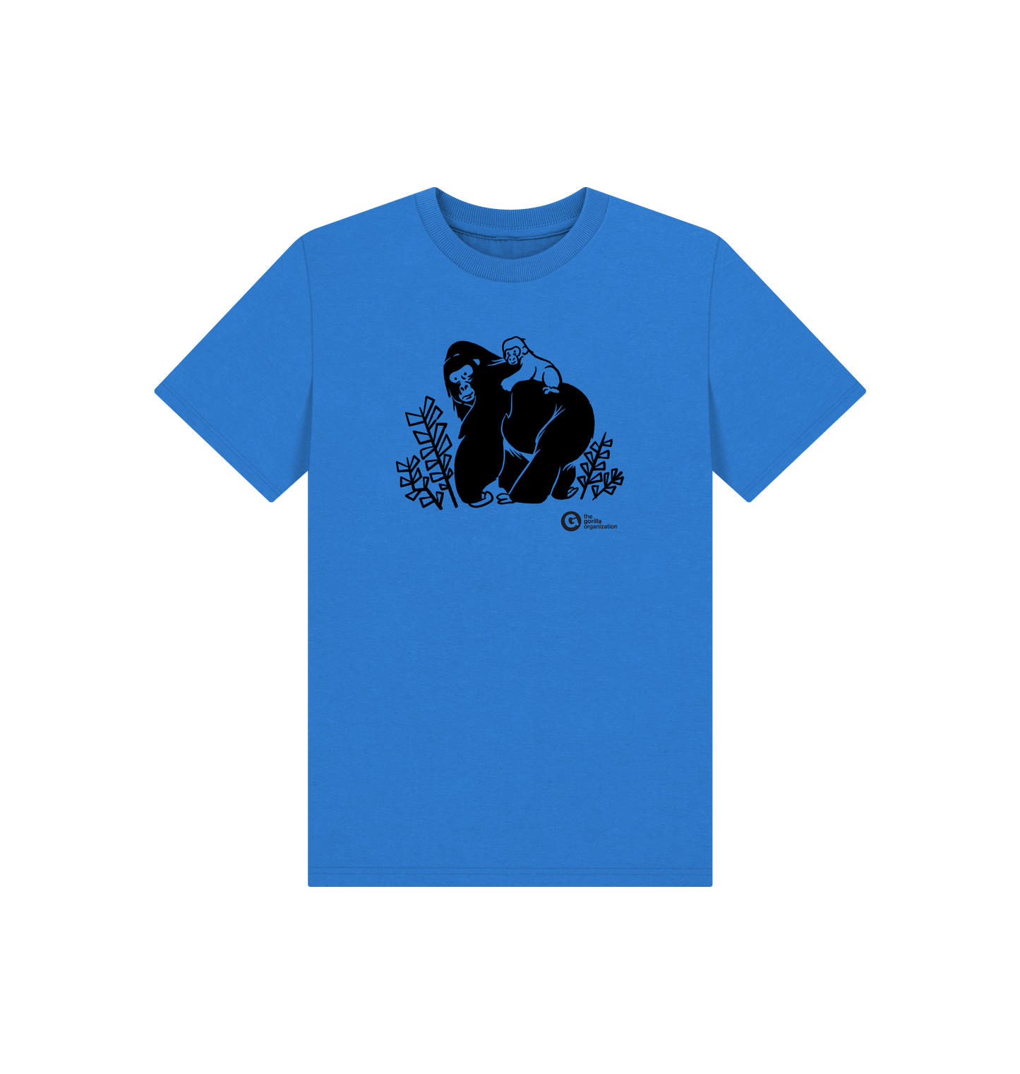 Bright Blue Printed Kids T-Shirt Front