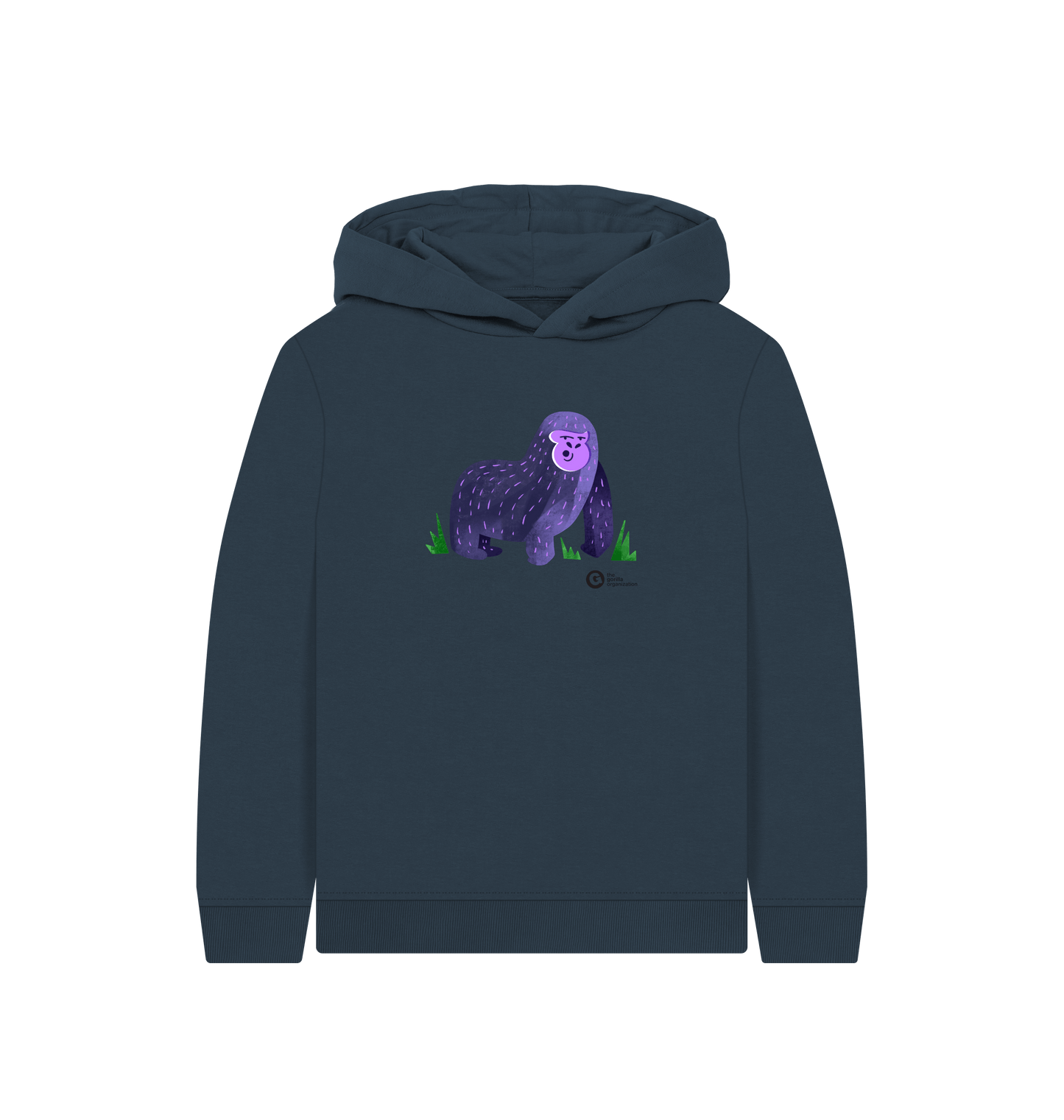 Navy Blue Printed Kids Hoodie Front