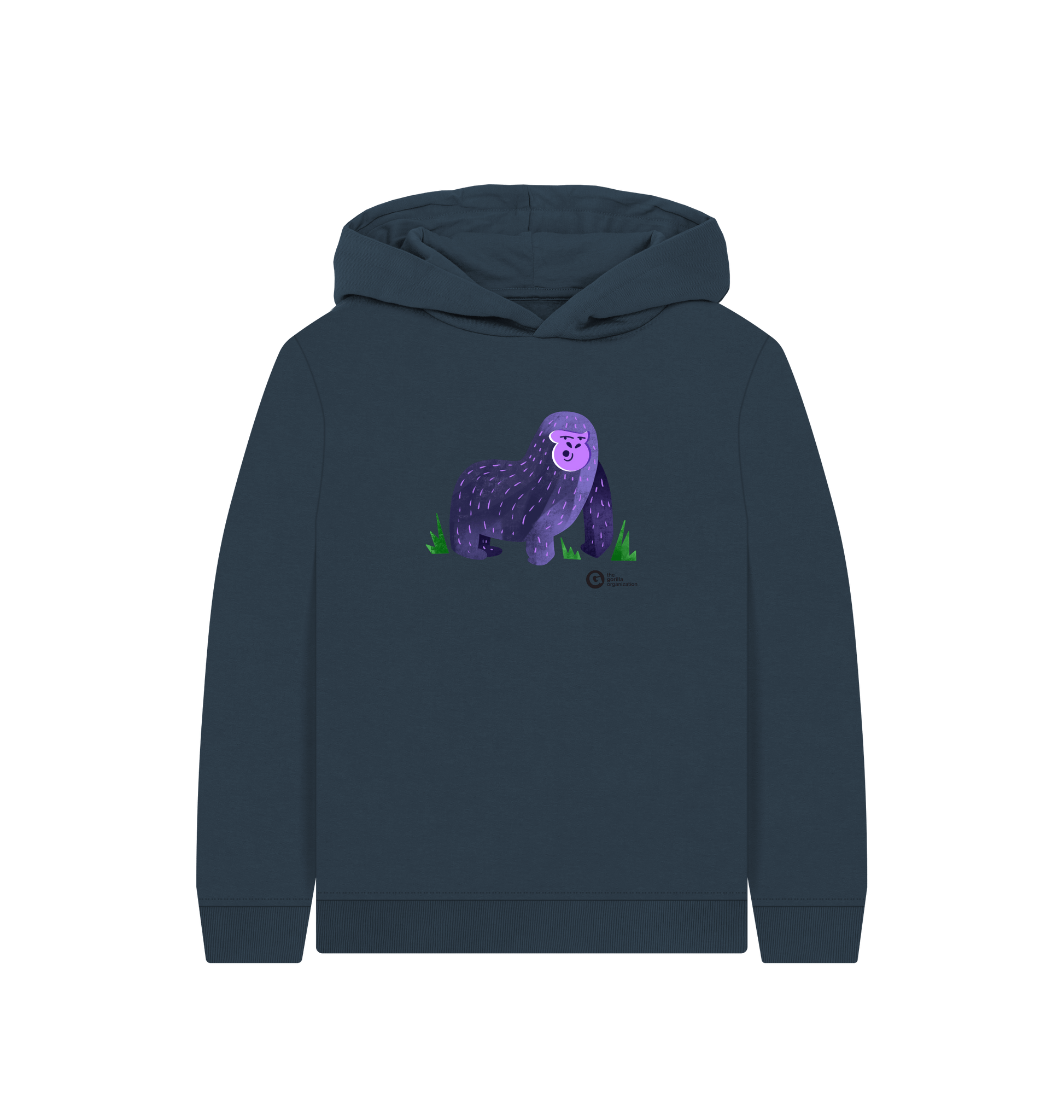 Navy Blue Printed Kids Hoodie Front