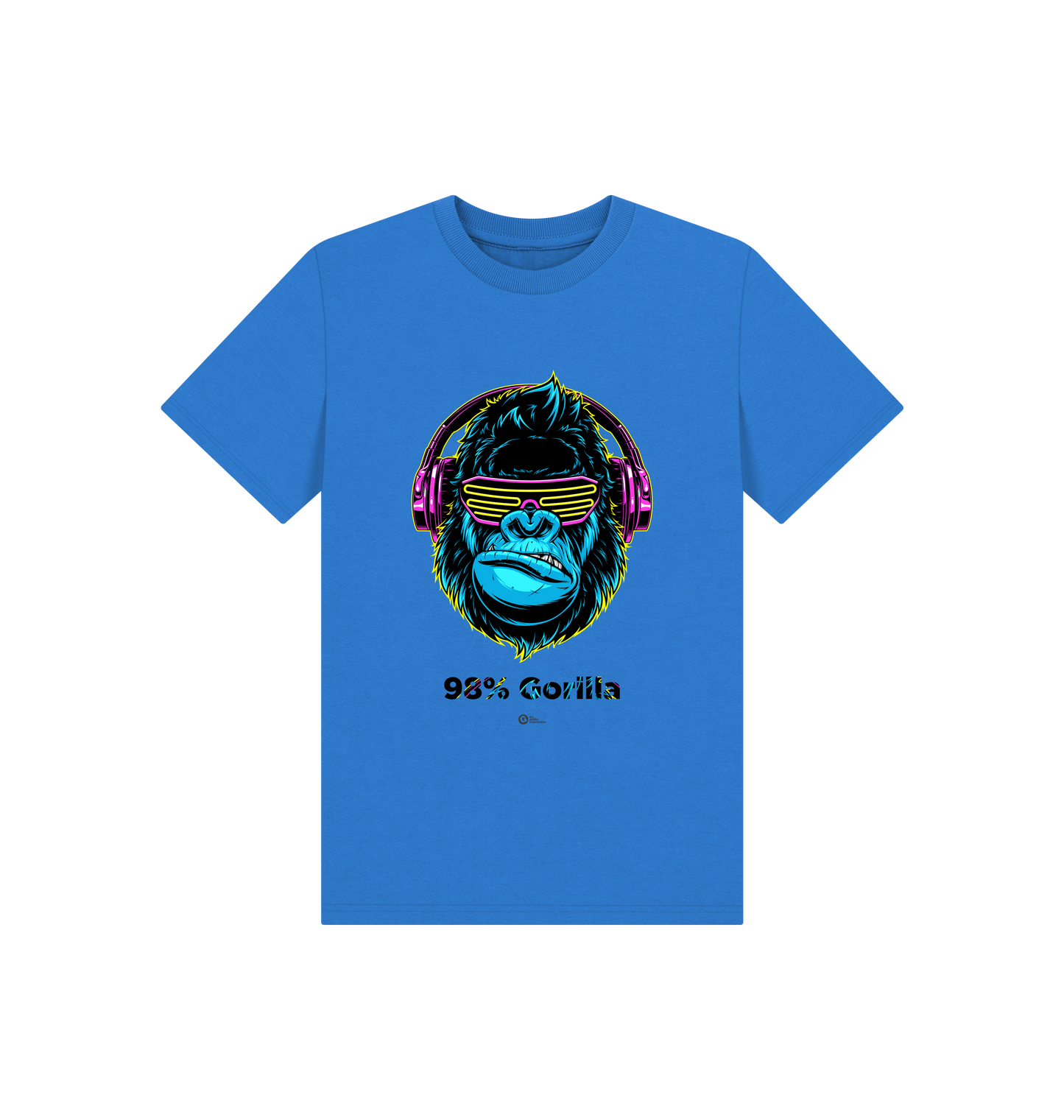 Bright Blue Printed Kids T-Shirt Front