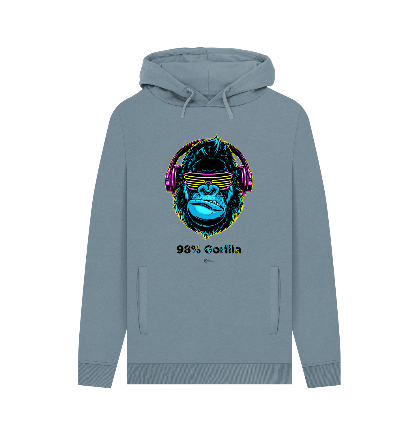 Stone Blue Printed Hoody Front