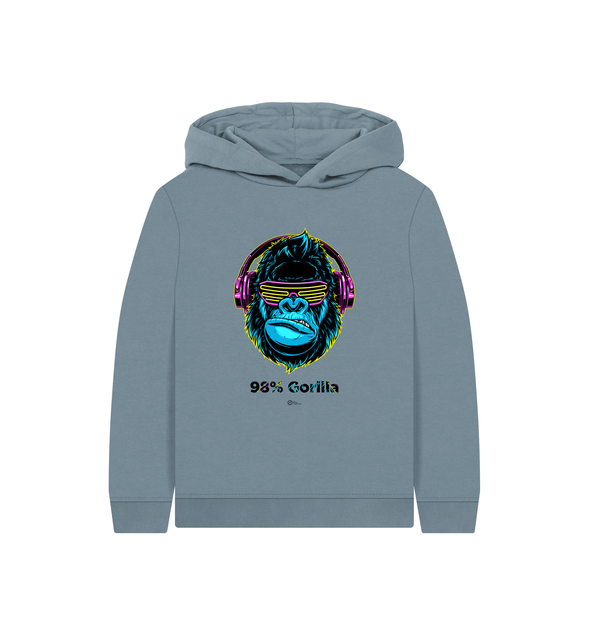 Stone Blue Printed Kids Hoodie Front