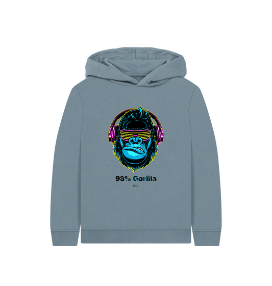 Stone Blue Printed Kids Hoodie Front