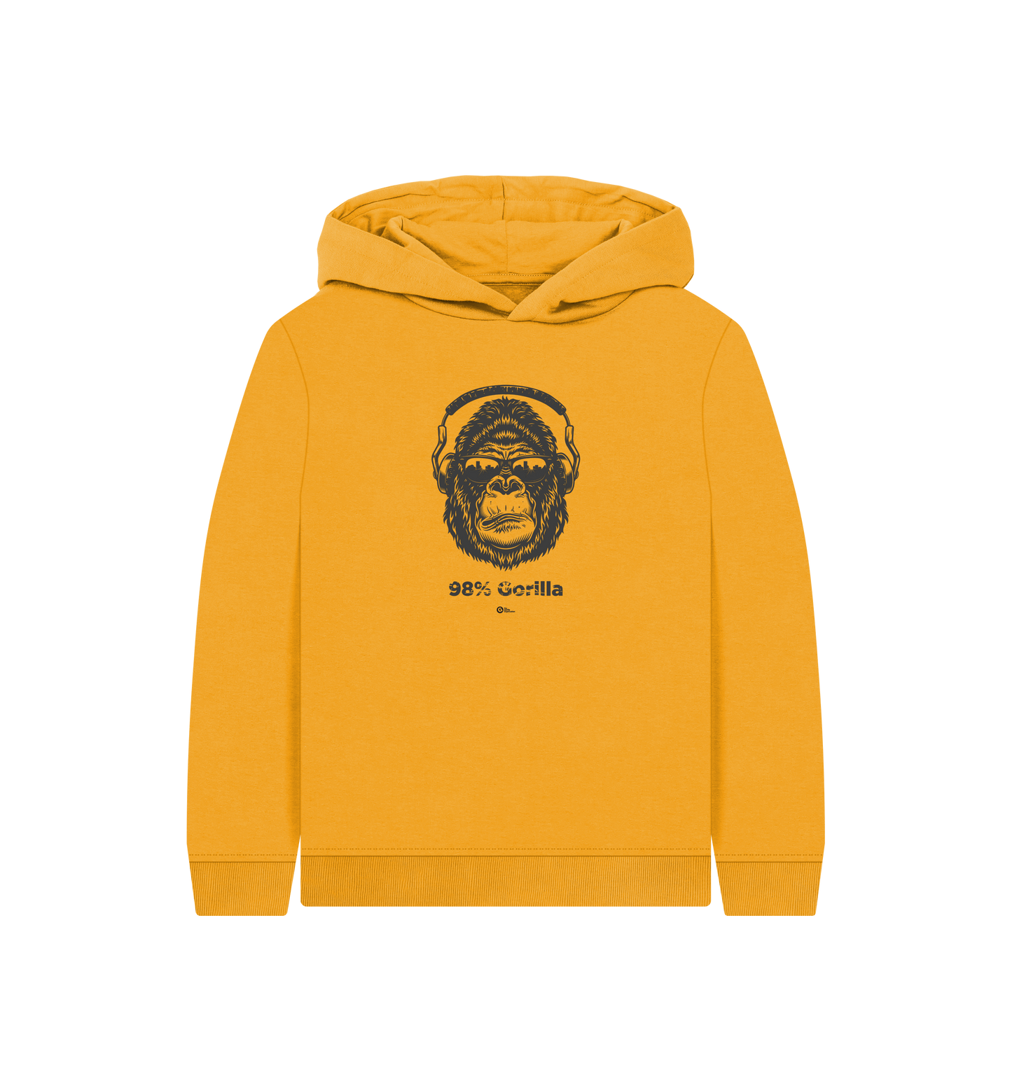 Mustard Printed Kids Hoodie Front