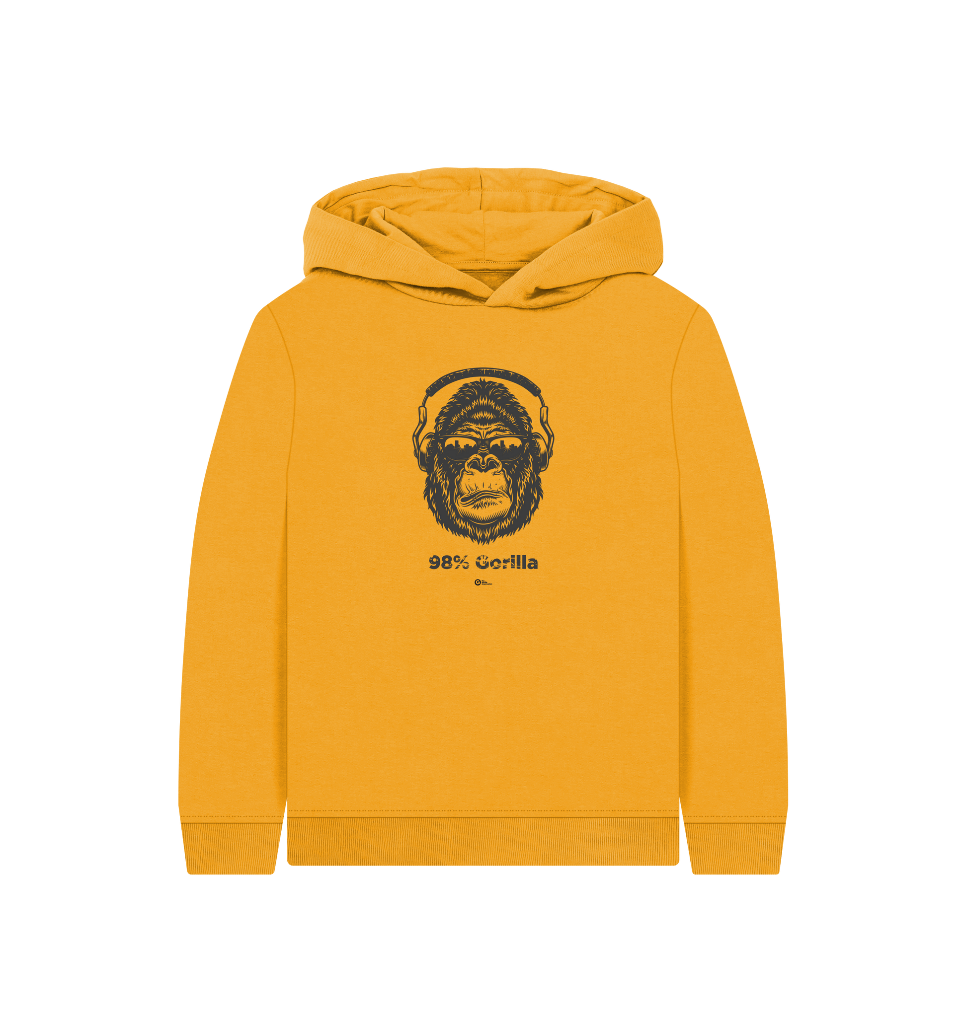 Mustard Printed Kids Hoodie Front