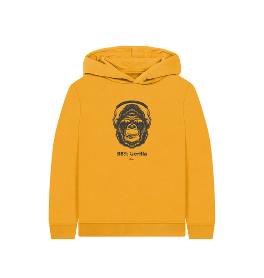 Mustard Printed Kids Hoodie Front