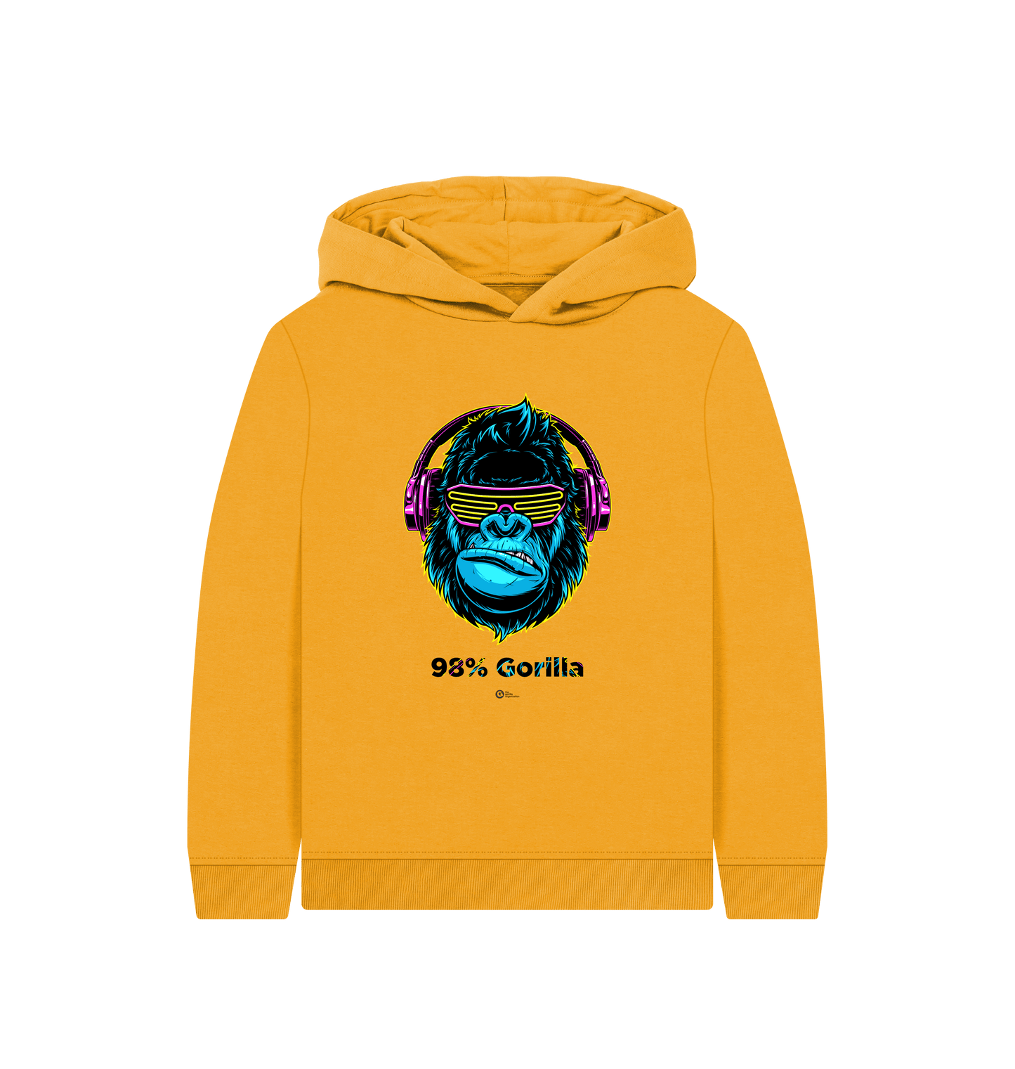 Mustard Printed Kids Hoodie Front