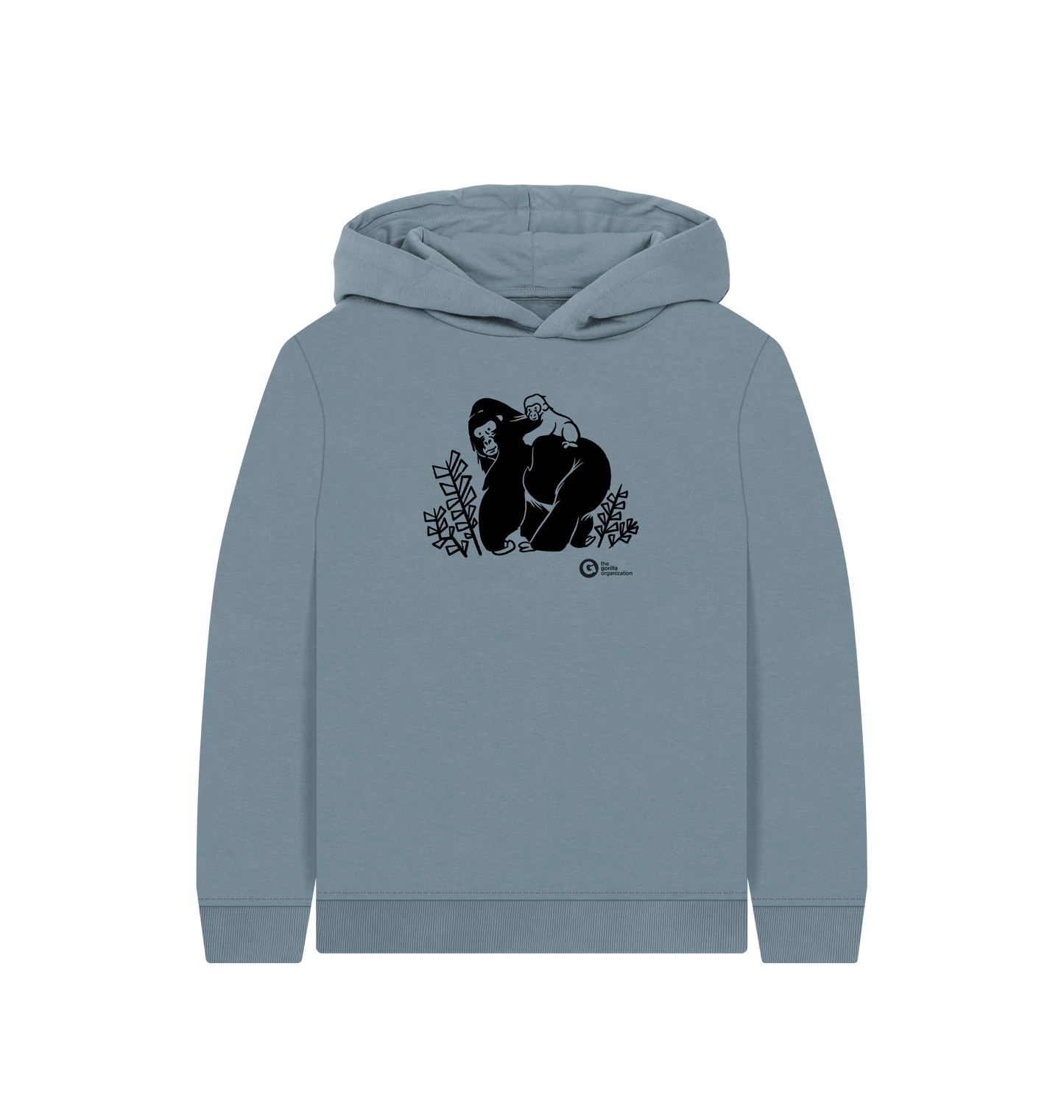 Stone Blue Printed Kids Hoodie Front