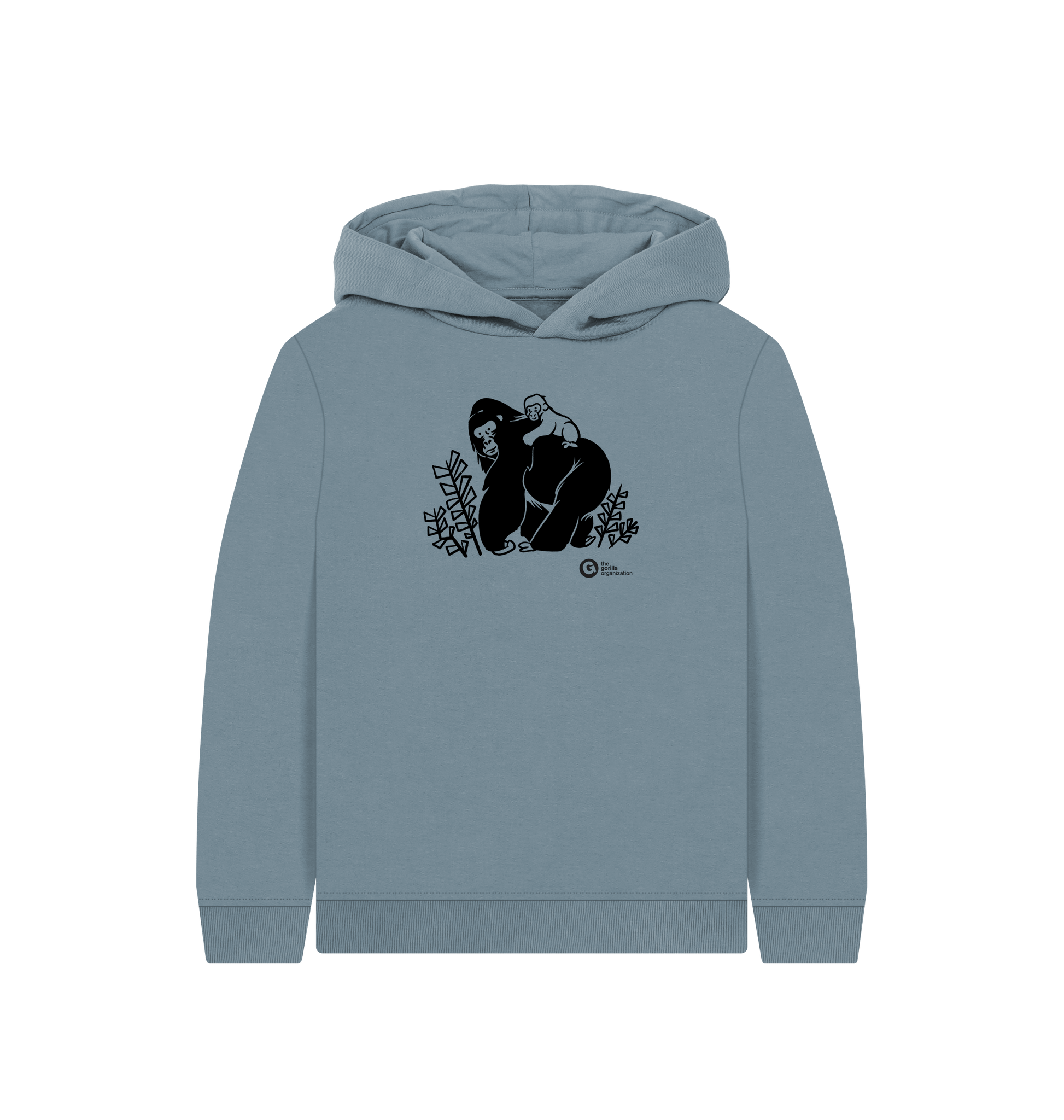 Stone Blue Printed Kids Hoodie Front