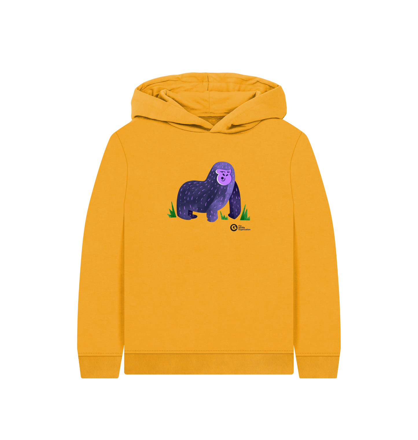 Mustard Printed Kids Hoodie Front